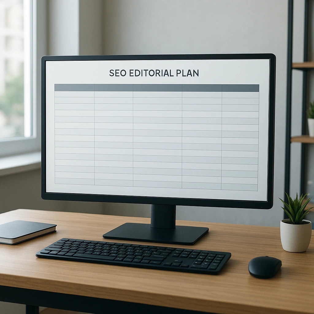 Exemple de calendrier éditorial SEO sur écran