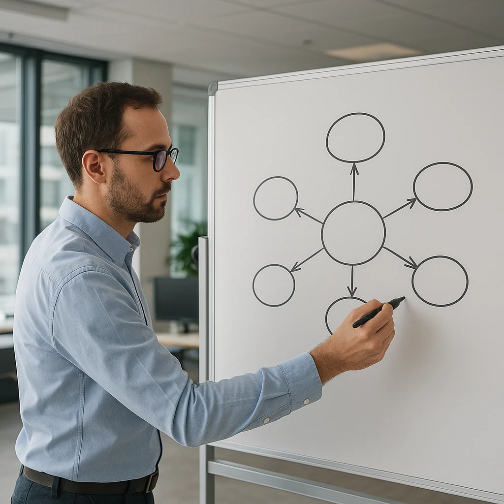 Illustration d’une architecture de cocon sémantique SEO avec silo de contenus